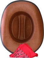Jr Brown Cowboy Hat with Red Bandana Kids Child Hat by HalloweenStore.com