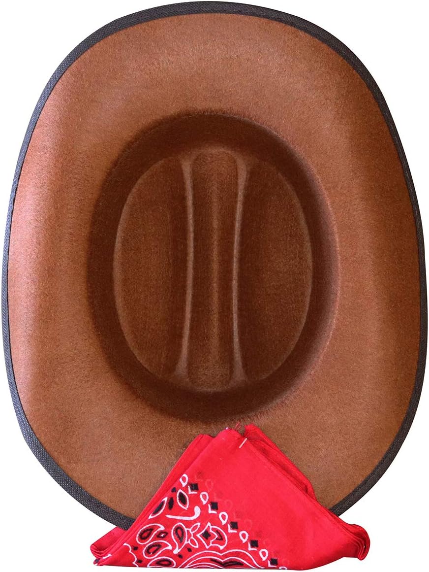 Jr Brown Cowboy Hat with Red Bandana Kids Child Hat by HalloweenStore.com