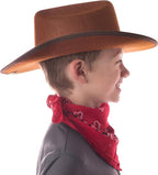 Jr Brown Cowboy Bronco Logo Hat with Red Bandana Kids Child Hat by HalloweenStore.com