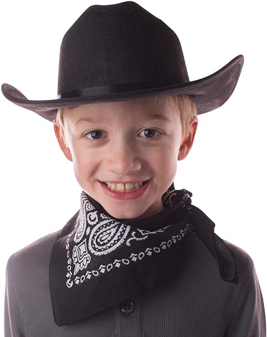 Jr Black Cowboy Hat with Bandana Kids Child Hat by HalloweenStore.com