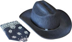 Jr Black Cowboy Hat with Bandana Kids Child Hat by HalloweenStore.com