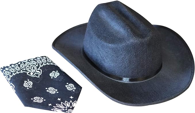 Jr Black Cowboy Hat with Bandana Kids Child Hat by HalloweenStore.com