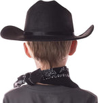 Jr Black Cowboy Hat with Bandana and Attached Badge Kids Child Hat by HalloweenStore.com