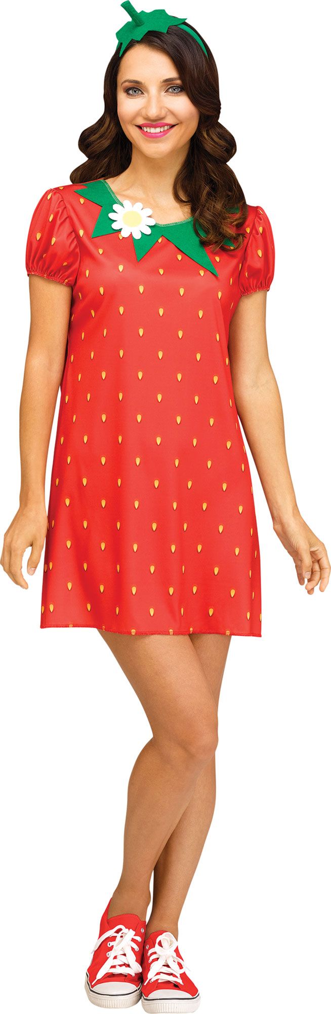 Strawberry Flirty Fruit Dress Adult Costume S/M 2-8 by HalloweenStore.com