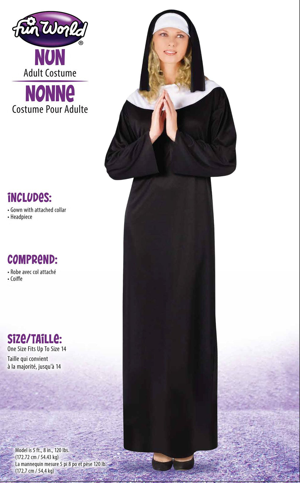 Classic Nun Fun World Adult Robe Costume Standard by HalloweenStore.com