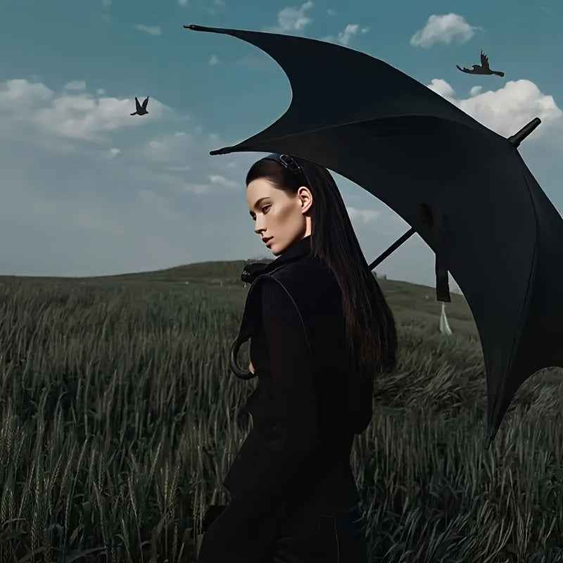 Vintage Bat Feather Wing Umbrella, Halloween Long Decorative Handle Umbrella, Gothic Style/dark Style, Vinyl 50  Umbrella, Party Decoration Umbrella, Halloween Christmas Gift