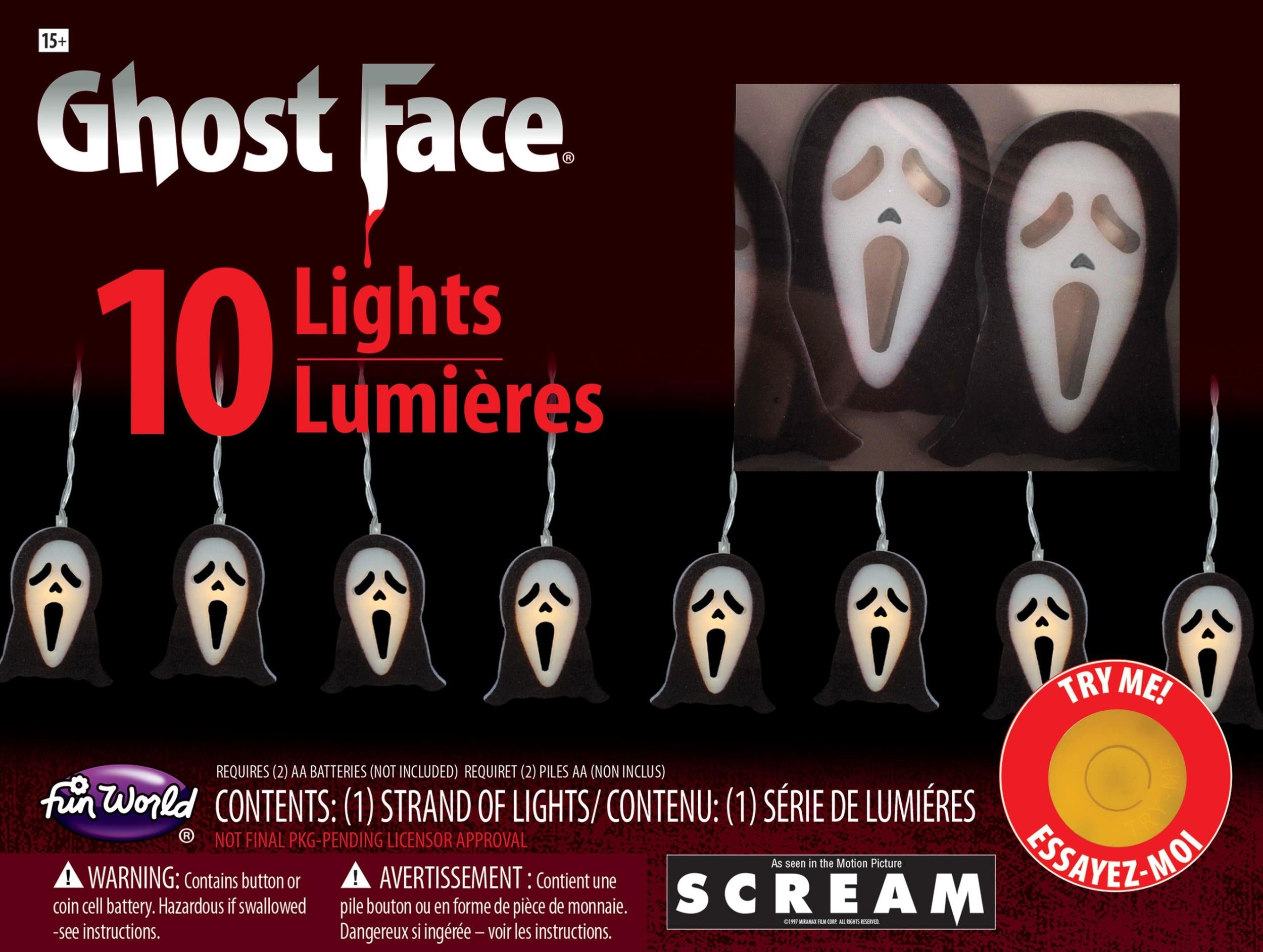 Scream Ghost Face 10 String Lights Lawn Decoration by HalloweenStore.com