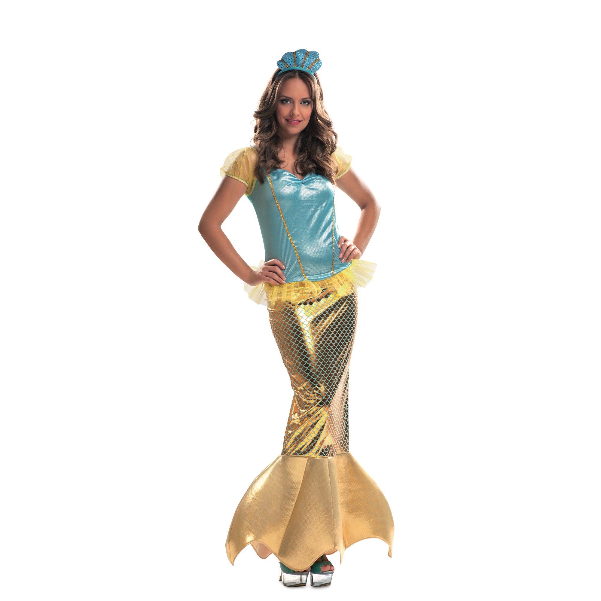 Mermaid Gold and Blue Dress Adult Costume Medium/Large by HalloweenStore.com