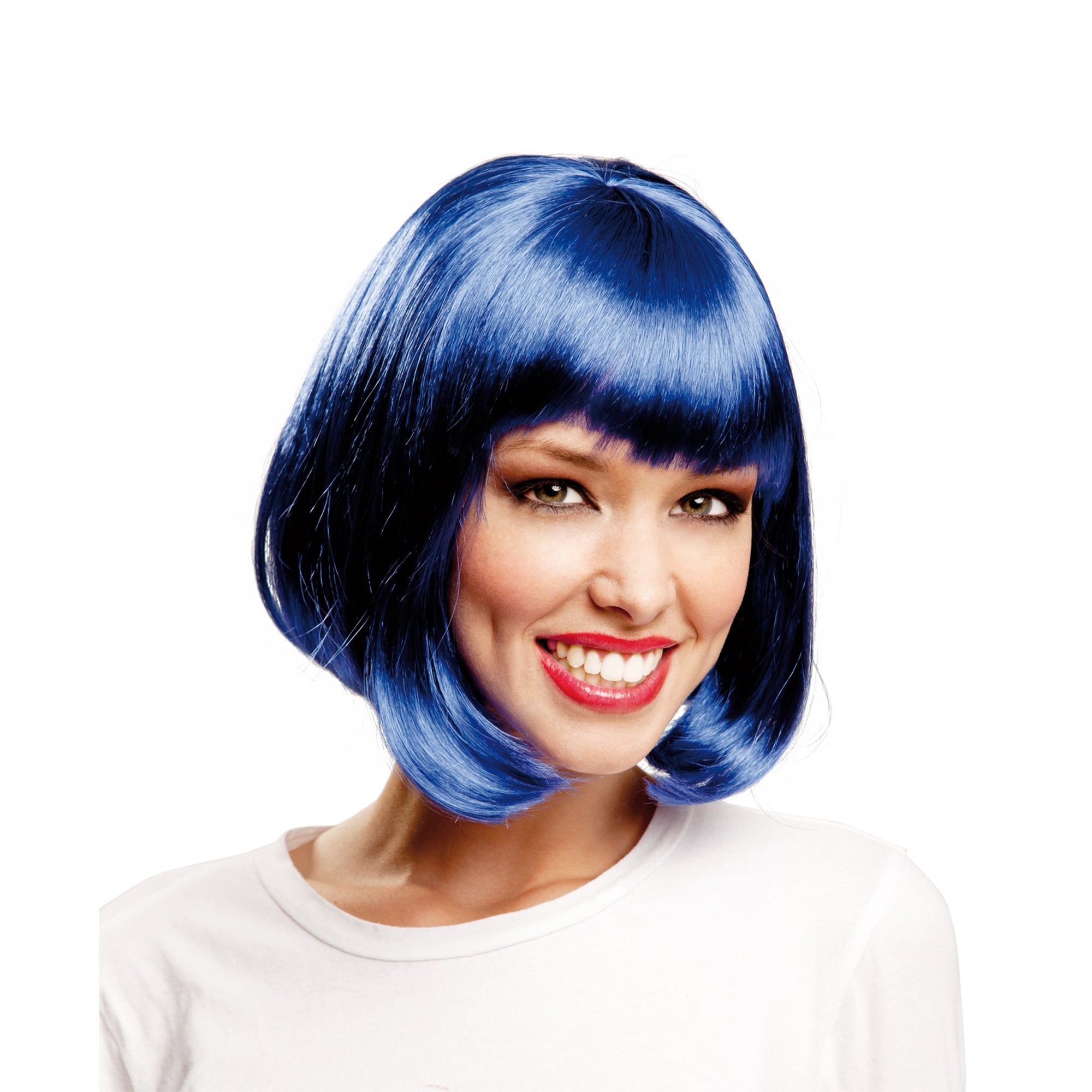 Short Blue Bob Deluxe Wig Halloween Costume Accessory by HalloweenStore.com