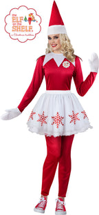 Elf on the Shelf Lady Elf Christmas Jumpsuit Adult Costume Medium 8-10 by HalloweenStore.com