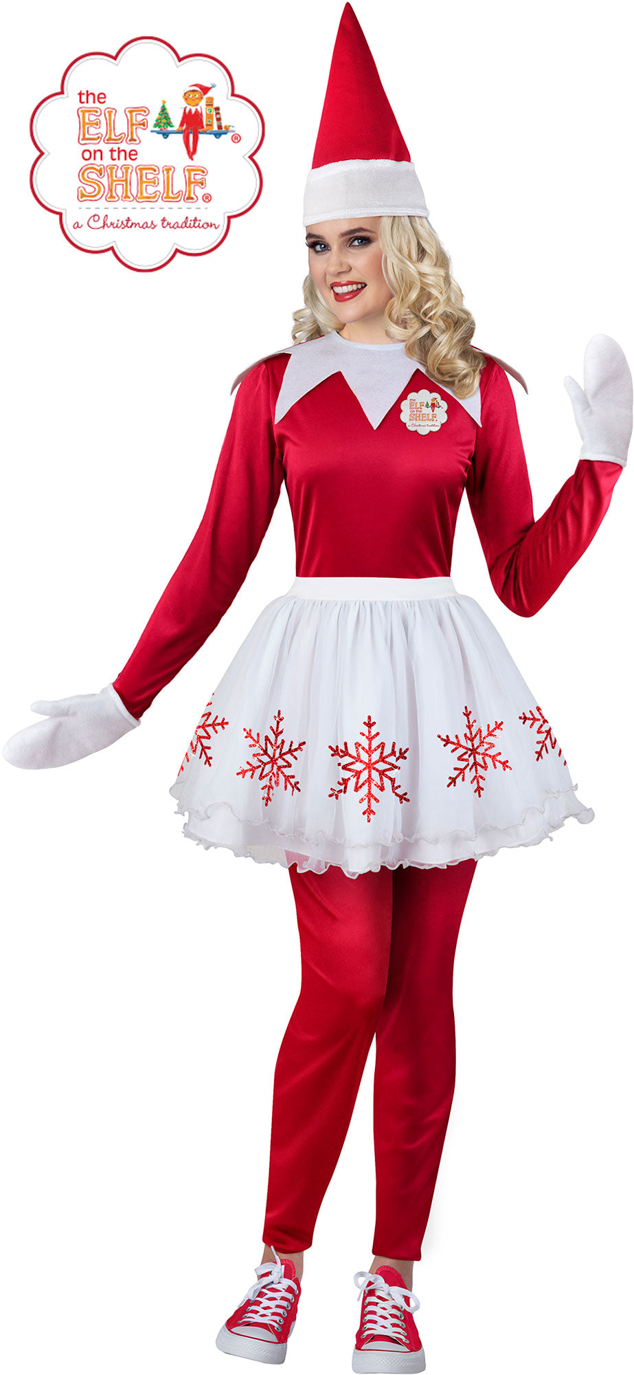 Elf on the Shelf Lady Elf Christmas Jumpsuit Adult Costume Medium 8-10 by HalloweenStore.com