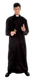 Deluxe Catholic Priest Adult Costume Black Plus Size XXL by HalloweenStore.com
