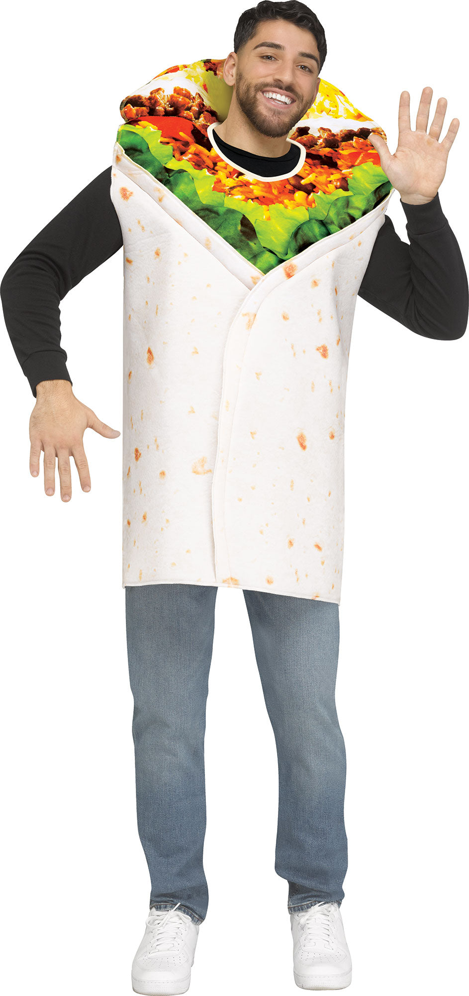 Festive Screen Print Burrito Adult Mexican Food Costume by HalloweenStore.com