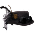 Black Steampunk Top Hat With Attached Goggles by HalloweenStore.com
