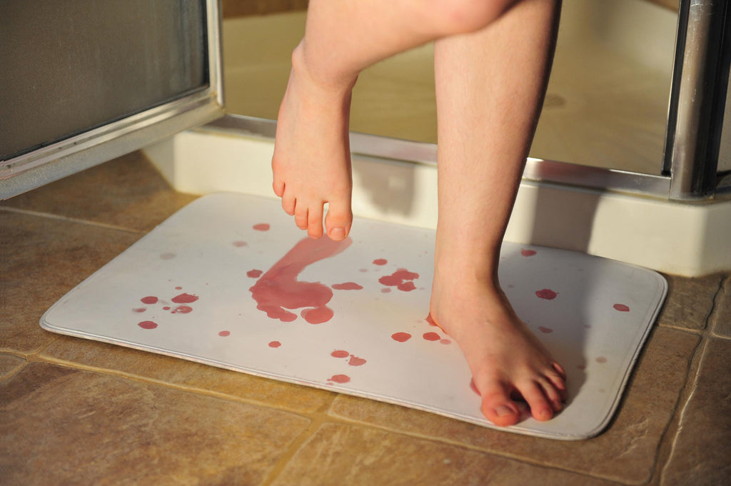 Bloody Bathroom Floor Mat Decoration by HalloweenStore.com
