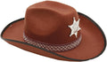 Brown Cowboy Hat with Silver Star Sheriff Badge by HalloweenStore.com