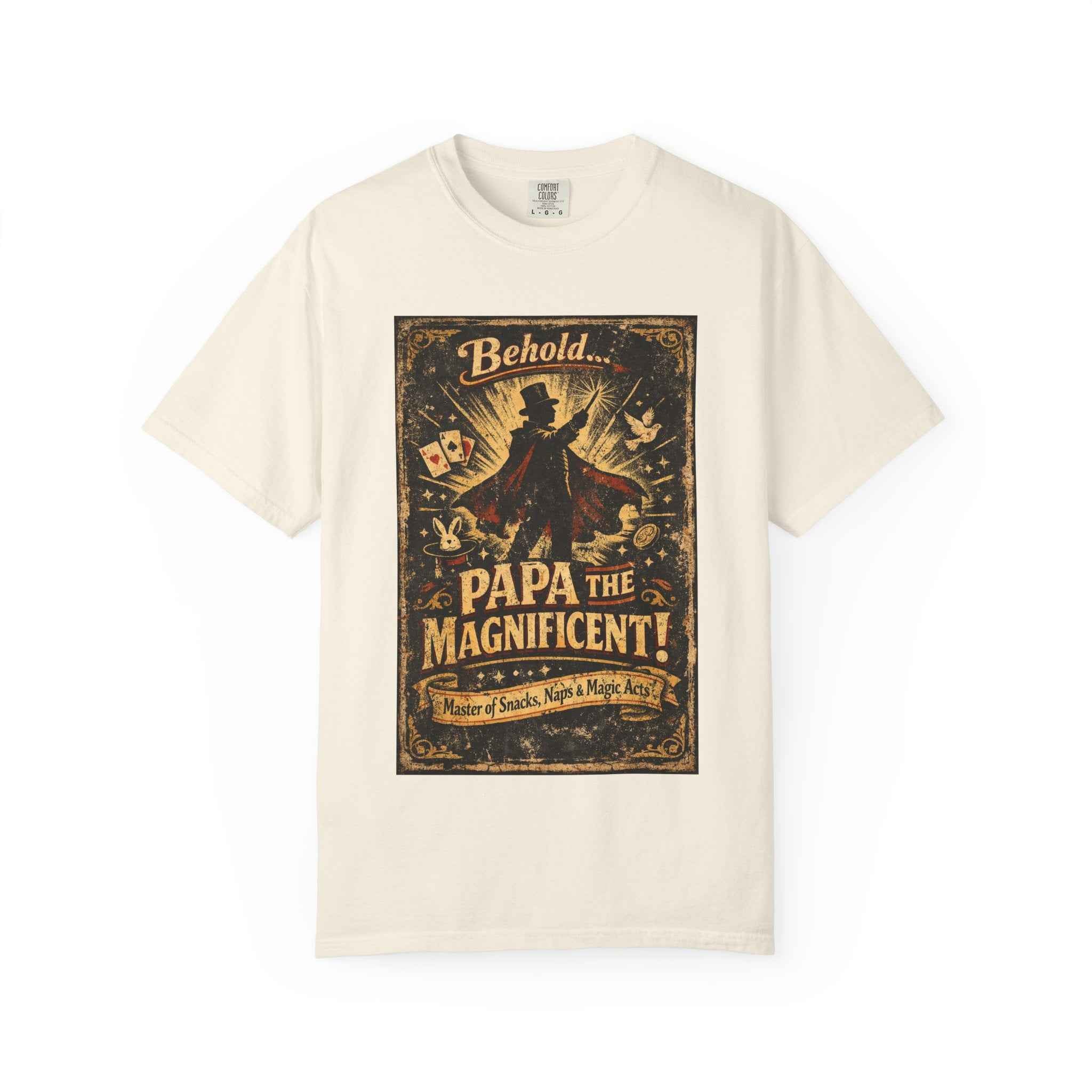 Papa the Magnificent T-Shirt — Vintage Magician Poster Tee for Dads
