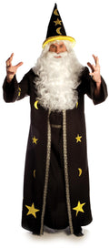 Dark Potion Wizard Robe Black with Yellow Stars Classic Adult Costume by HalloweenStore.com