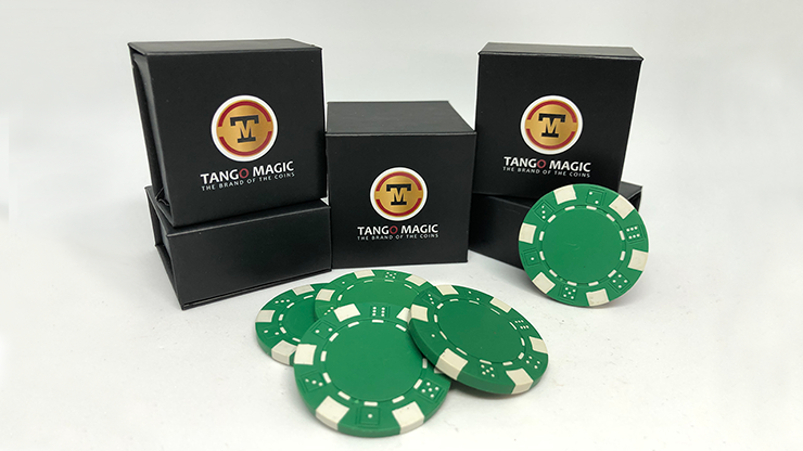 Expanded Shell Poker Chip Green plus 4 Regular Chips (PK001G) by Tango Magic by Murphy's Magic Supplies, Inc.
