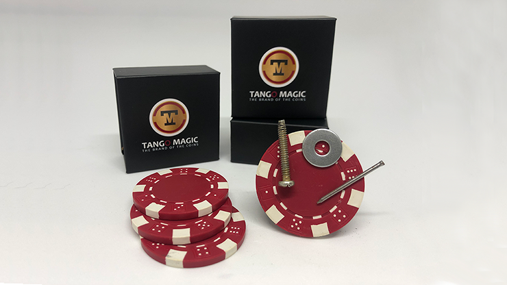 Magnetic Poker Chip Red plus 3 regular chips (PK003R) by Tango Magic by Murphy's Magic Supplies, Inc.