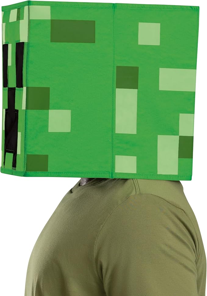 Creeper Block Head Minecraft Costume Mask Child Size by HalloweenStore.com