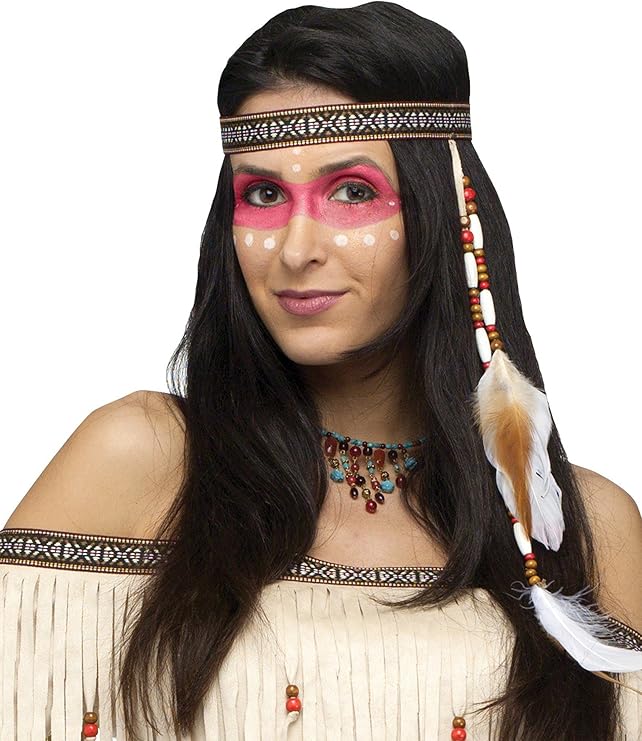 Native American Beaded Feather Indian Headband by HalloweenStore.com