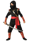 InCharacter Deluxe Ninja Costume Child Black Gold and Red Size Medium 8 by HalloweenStore.com