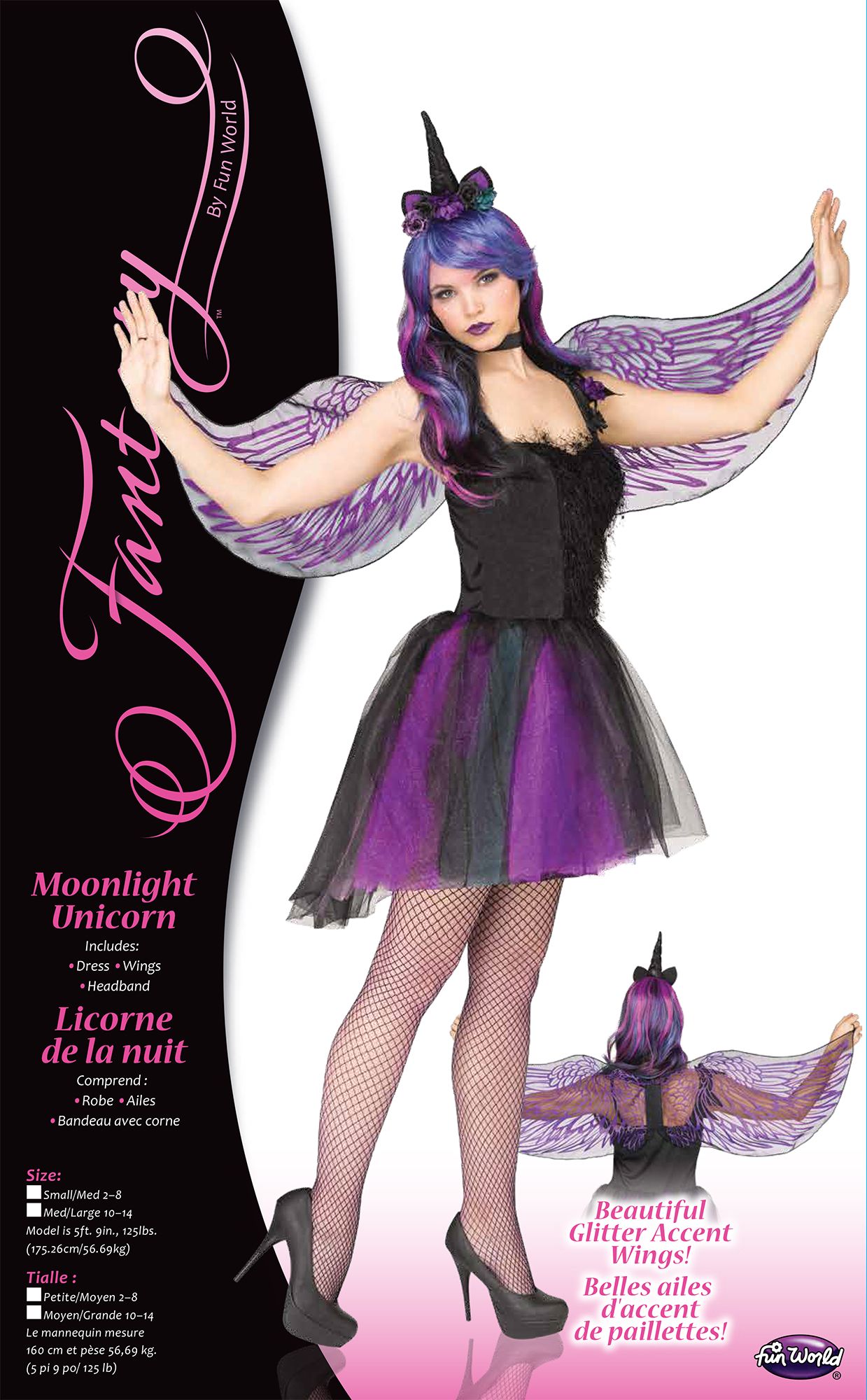 Moonlight Unicorn Gothic Fairy Dress Purple Adult Costume S/M 2-8 by HalloweenStore.com