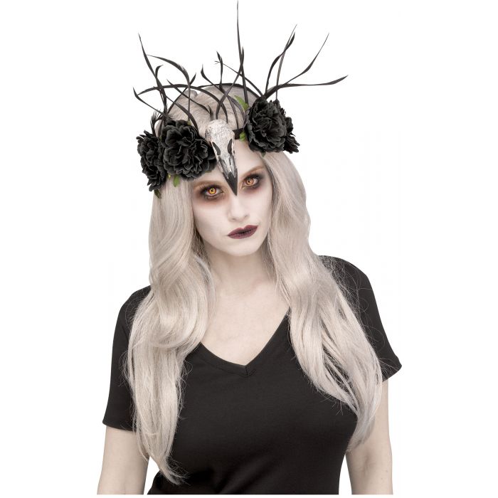 Raven Mistress Gothic Floral Witch Doctor Headband by HalloweenStore.com