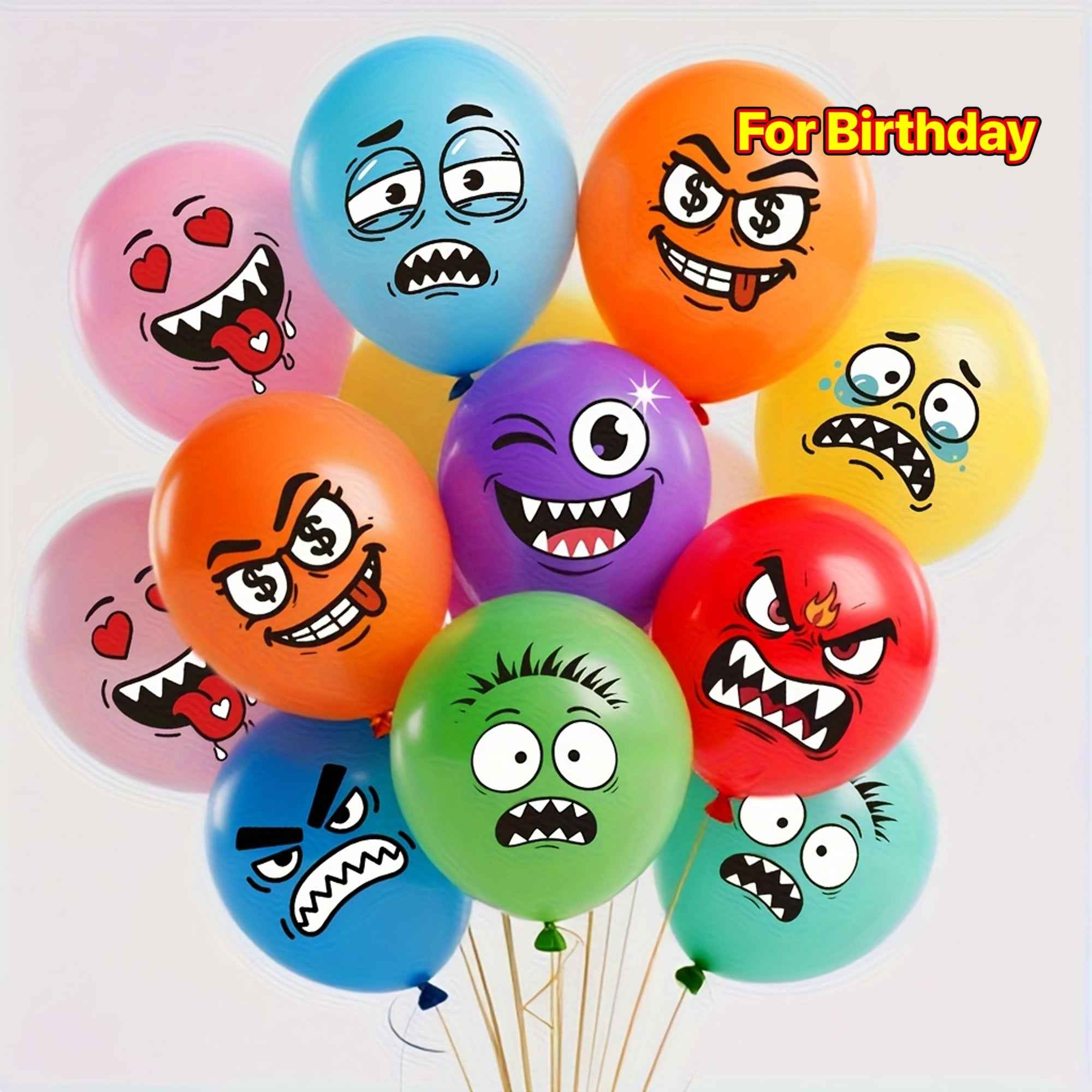 Monster Bash Latex Balloons, Anger, Crying, Greed, Confusion, Evil, Speechlessness, Fear, Happiness Face Balloons, / Birthday Party Supplies, Shower Decorations Random Pattern