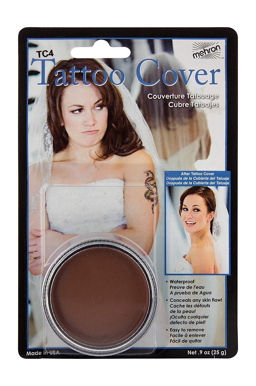 Mehron TC4 Tattoo Cover Up Medium Dark Color Professional Makeup Flaw Concealer by HalloweenStore.com