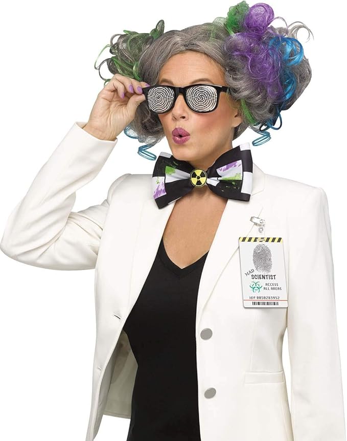 Mad Scientist Swirly Glasses Bowtie and Badge Costume Accessory Kit by HalloweenStore.com
