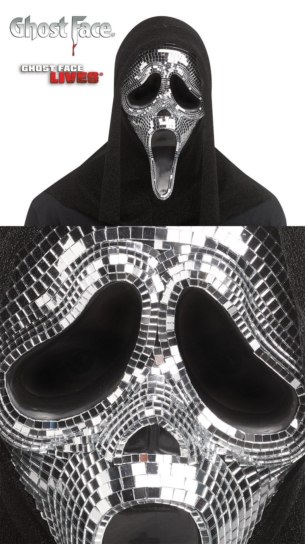 Fun World Scream Ghost Face Disco Mirror Character Costume Mask by HalloweenStore.com