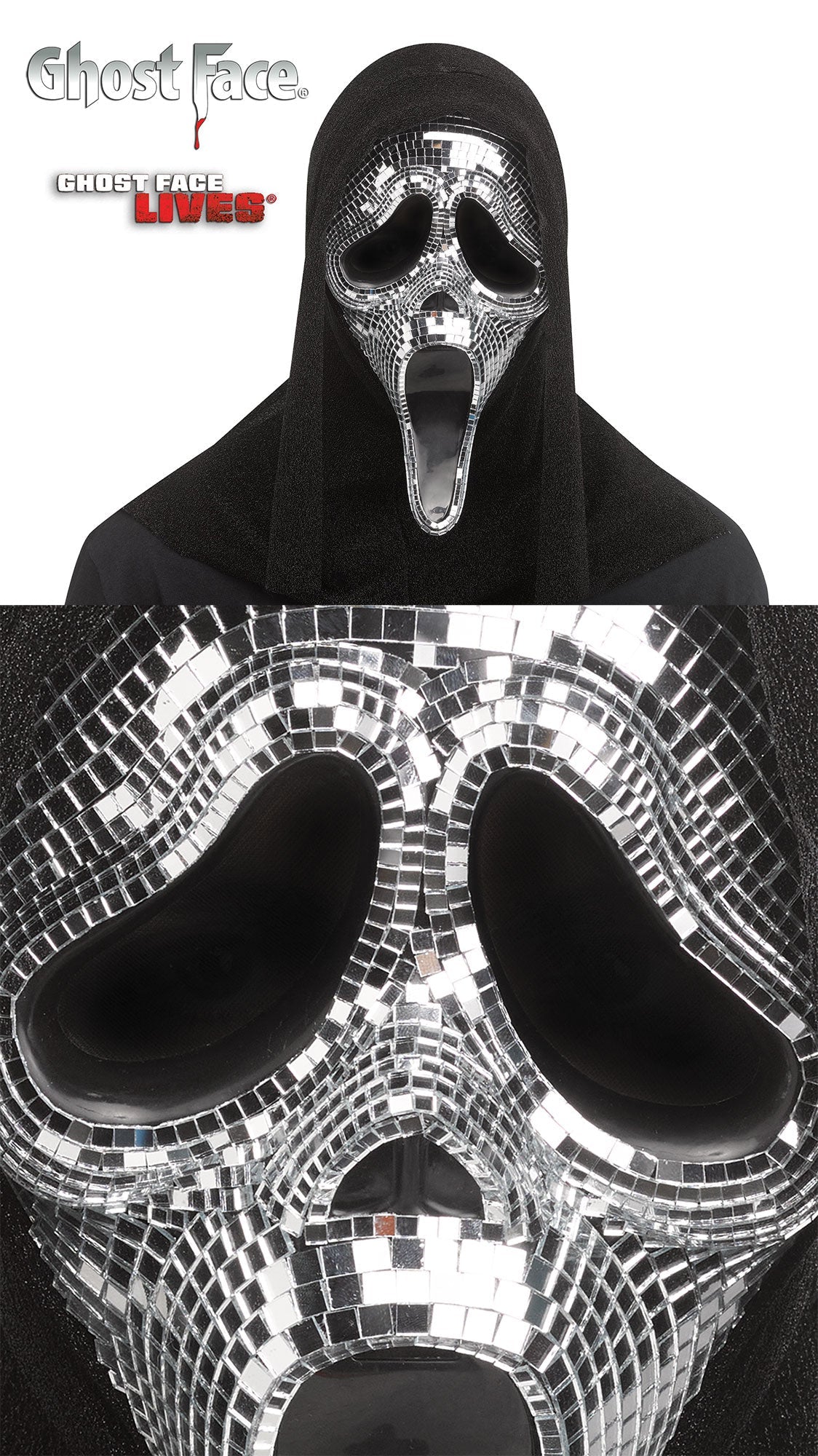 Fun World Scream Ghost Face Disco Mirror Character Costume Mask by HalloweenStore.com