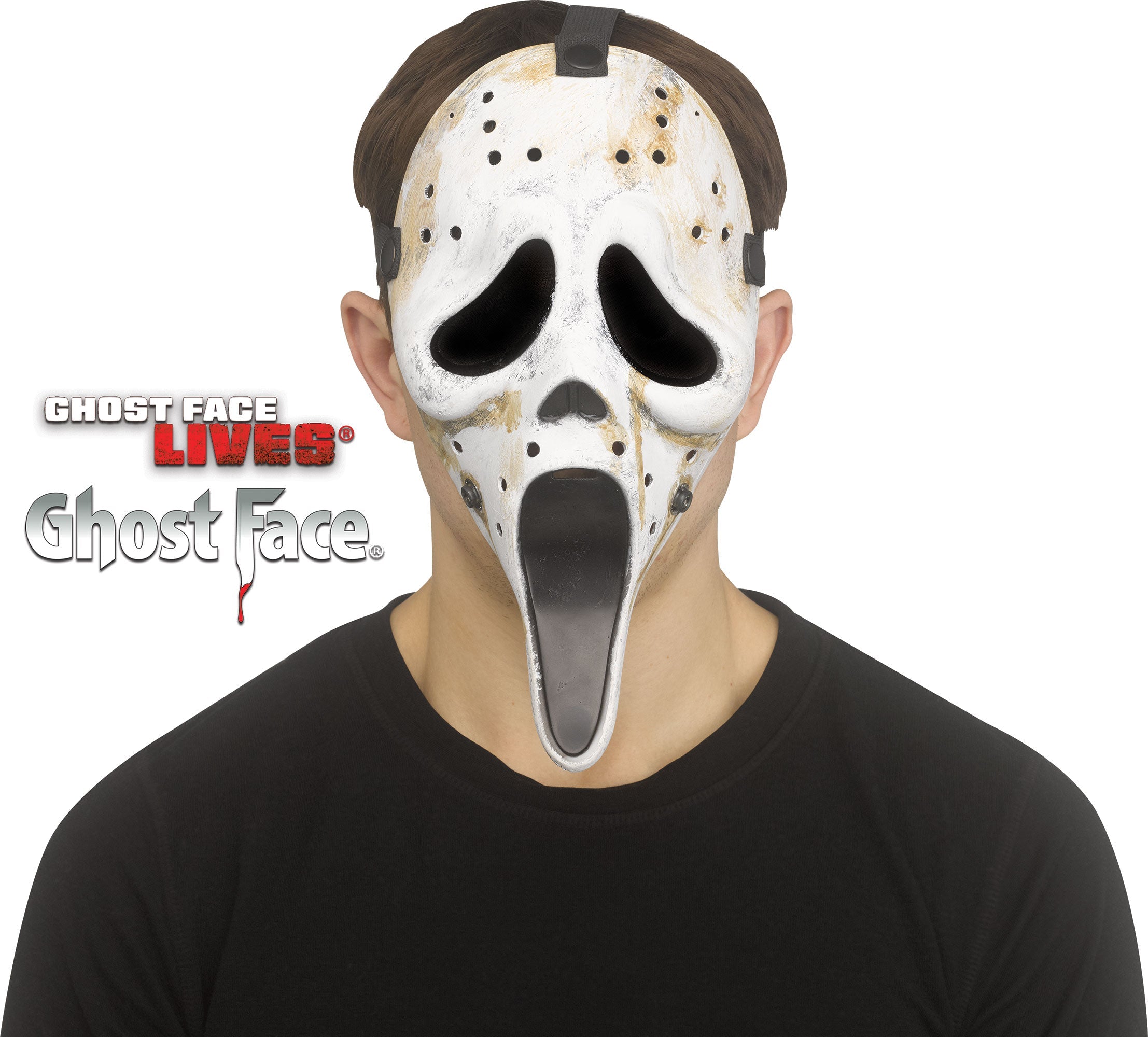 Fun World Scream Ghost Face Distressed Hockey Character Costume Mask by HalloweenStore.com