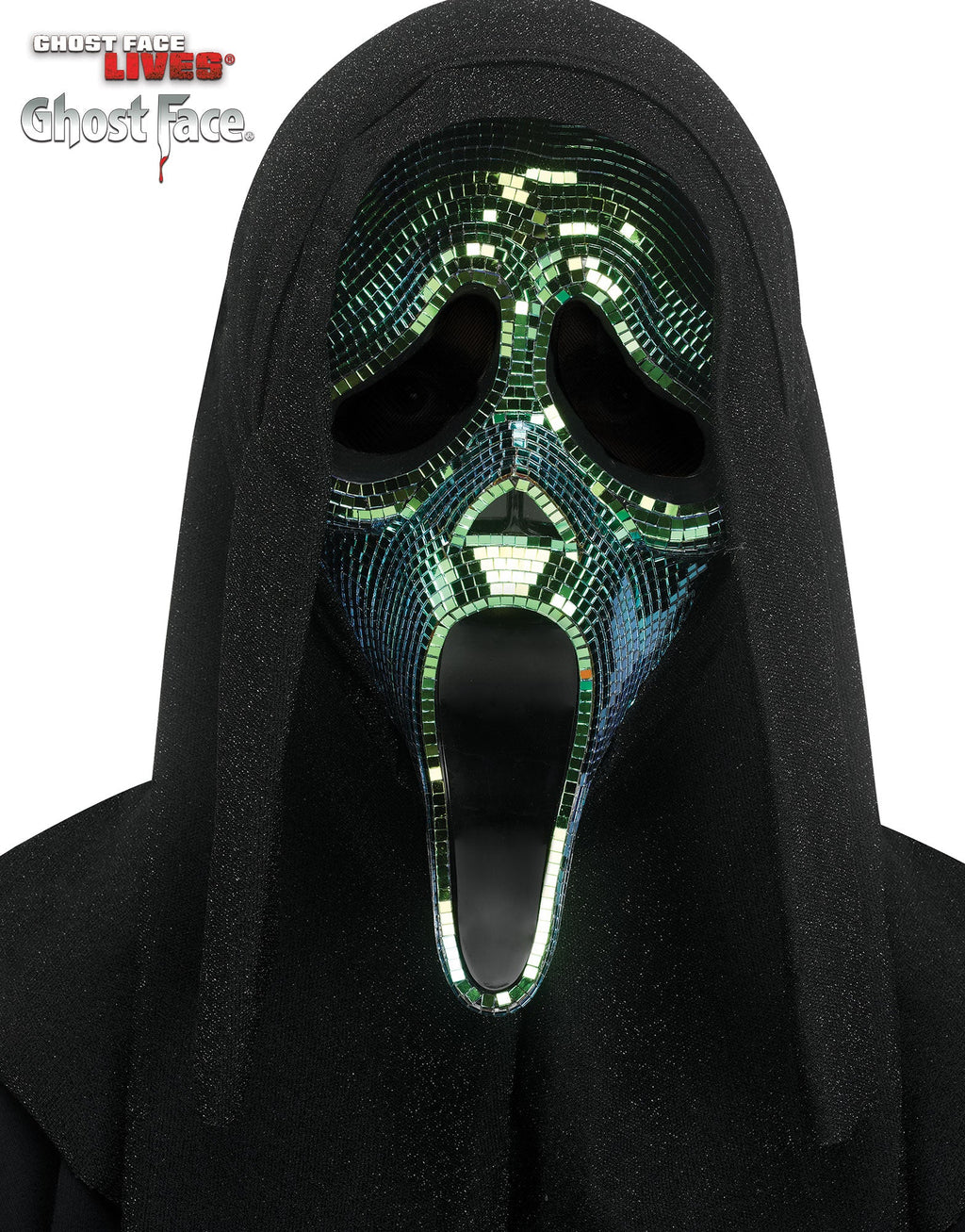 Fun World Scream Ghost Face Oil Slick Black Disco Mirror Character Costume Mask by HalloweenStore.com