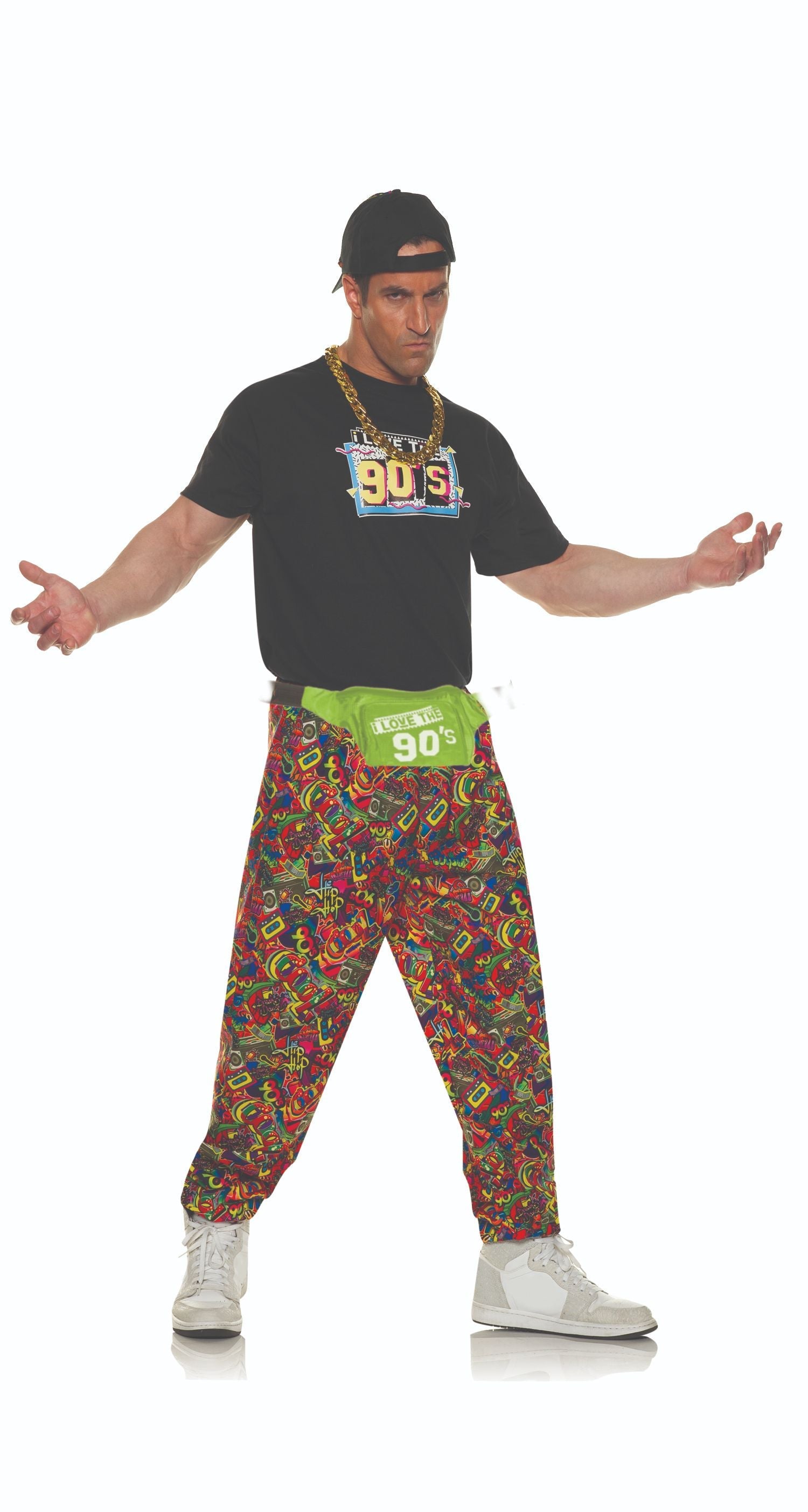 Underwraps 90's Baggy Pants Men's Costume Standard One Size Multicolor by HalloweenStore.com