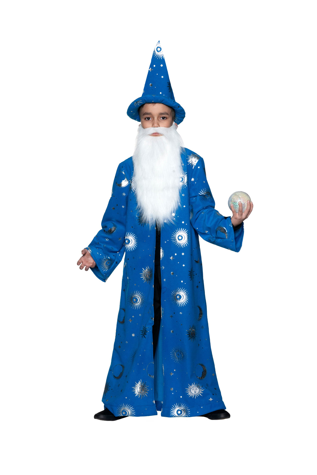 Wizard Robe Blue With Hat and Beard Costume by HalloweenStore.com
