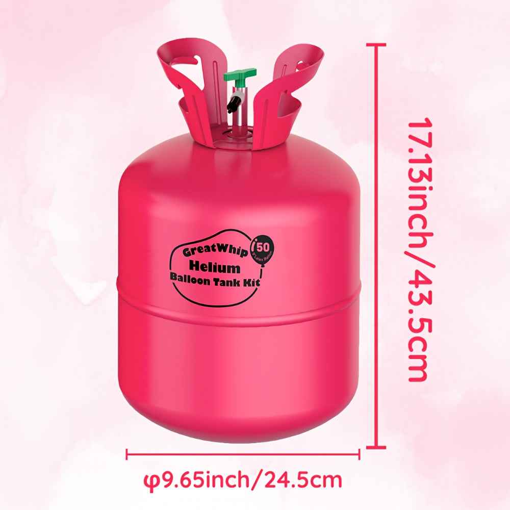 3.43gal Helium Tank   50pcs Balloons for Balloon At Home, GreatWhip Helium Balloon Pump Kit with Latex Balloons, White Curling Ribbon, for Christmas Birthday Wedding Party Decoration