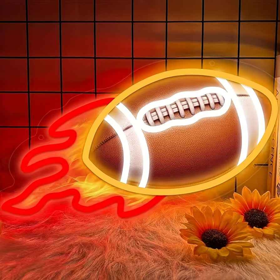 Football LED Neon Decorative Sign - Perfect Wall or Tabletop Decor for Living Rooms, Bedrooms, Bars & Game Rooms - Unique Gift Idea with Dimmable Features