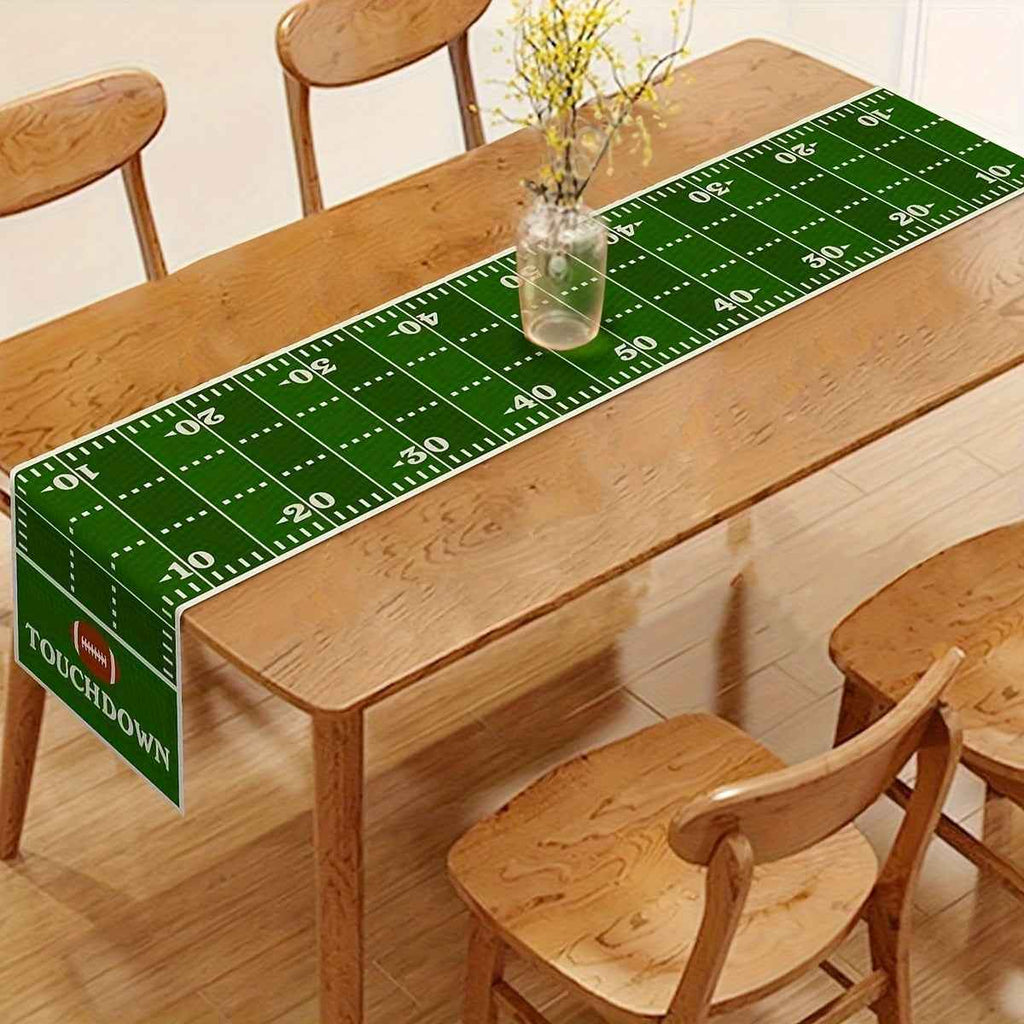 Decorative Table Runner for a Football-Themed Birthday Party Featuring American Football Elements, Perfect for Kitchen And Dining Settings