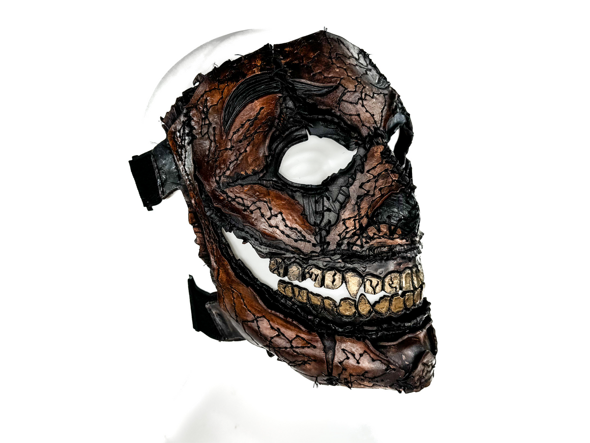 Genuine Leather Mask - GigaMyme Leatherface Edition - Handmade Mime Full Face Cover for Halloween, Performance or Cosplay Costume by Rockwell Masks