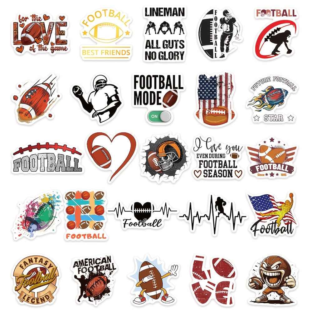 50pcs American Football Sticker Set - Perfect Sports Fan Decals for Laptops, Skateboards, and More!