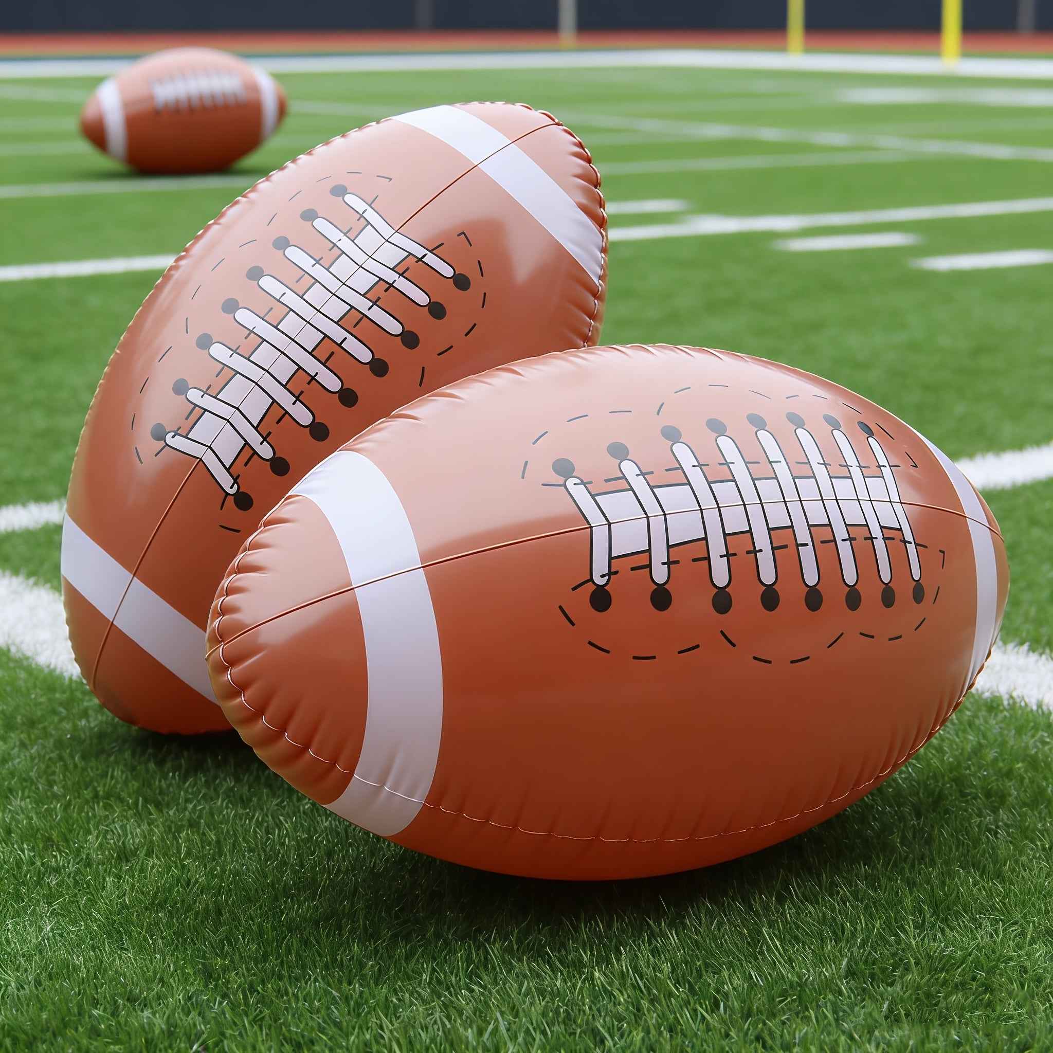 2pcs Oversized Inflatable Football, Enormous Outdoor Sports Party Decoration, Backyard Game Prop, Adult Tailgate Event Accessory