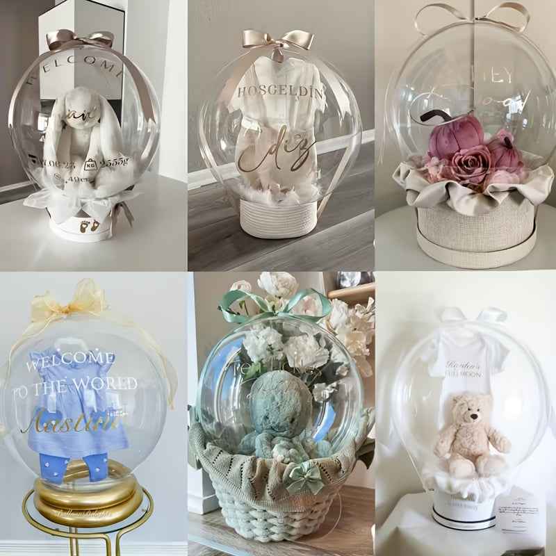 10pcs 26 Inch Enormous Transparent Balloons for Filling, 6 Mother'S Day Pre Stretched Ultra Wide Mouth Valentine'S Day Wave Balloons, Large Transparent Bubble Balloons for Weddings, Birthdays, And Party Decorations