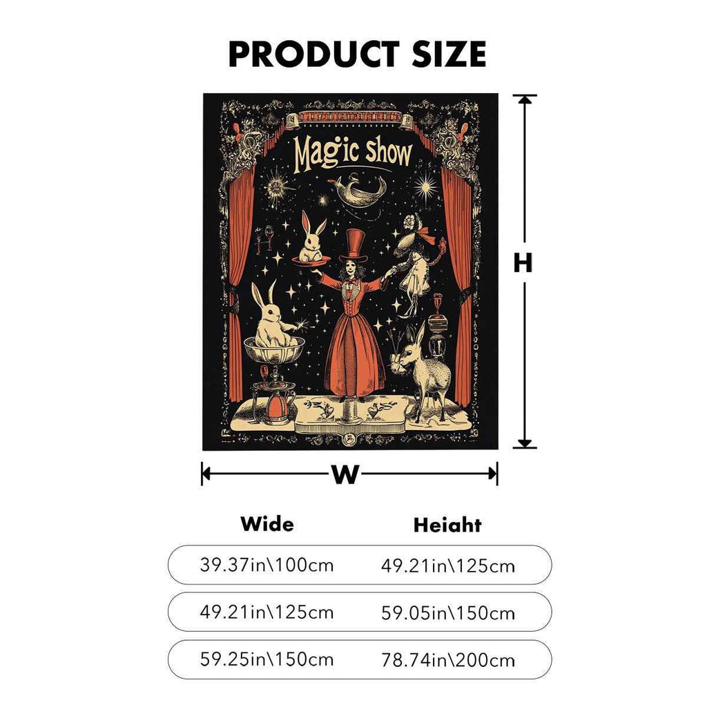1pc a Two-Dimensional Flat Vintage Magic Show Throw Blanket Featuring a Magician And Rabbit in a Circus Setting. This Ultra-Soft Plush Flannel Blanket Is Perfect for Sofas And Living Rooms, Making It an Ideal Gift for Women And Circus Fans