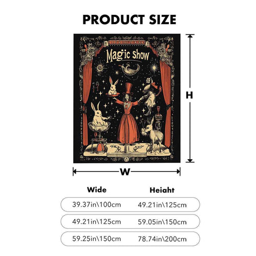 1pc a Two-Dimensional Flat Vintage Magic Show Throw Blanket Featuring a Magician And Rabbit in a Circus Setting. This Ultra-Soft Plush Flannel Blanket Is Perfect for Sofas And Living Rooms, Making It an Ideal Gift for Women And Circus Fans