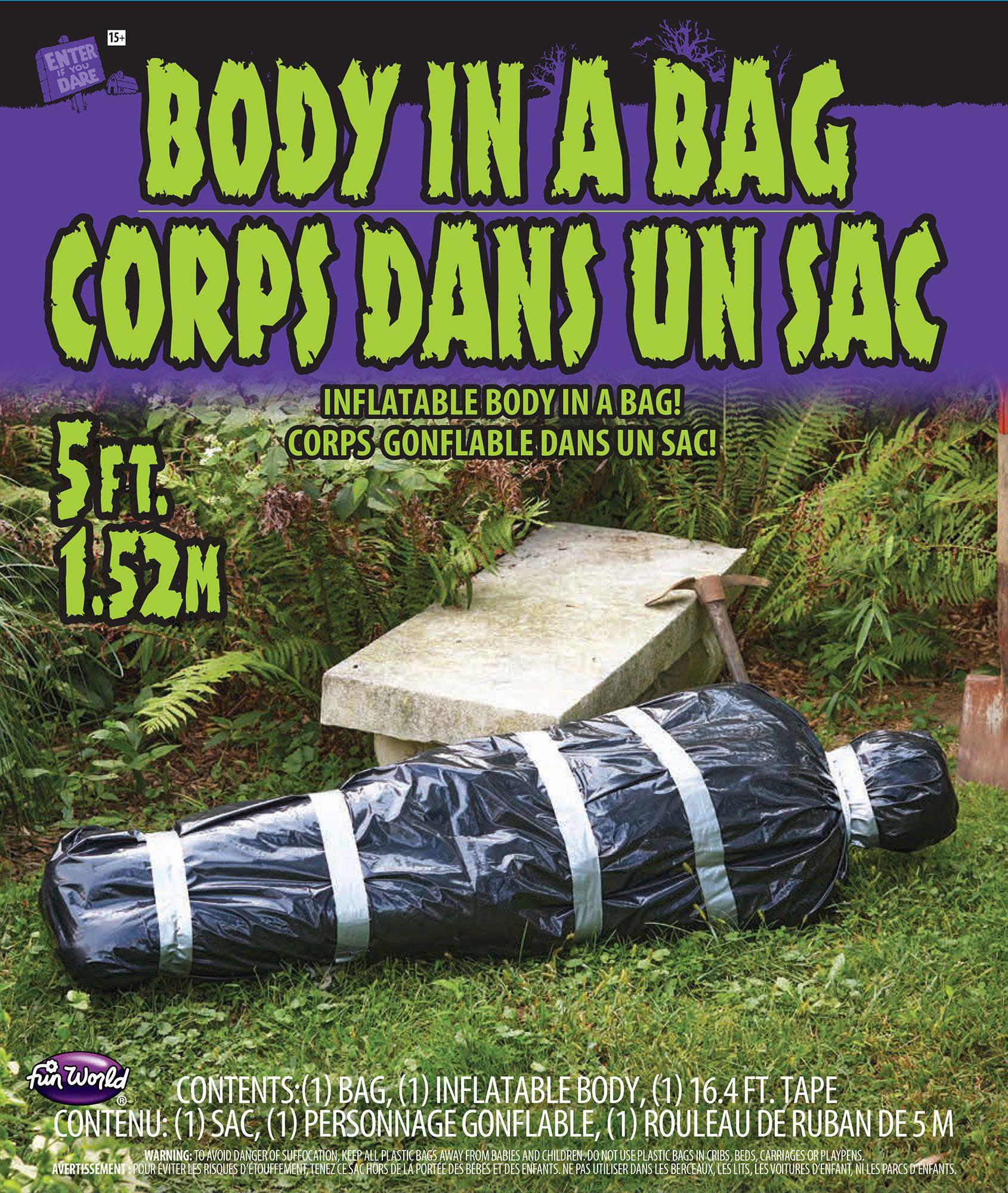 5ft. Black Body in a Garbage Bag Halloween Party Haunted House Decoration Prop by HalloweenStore.com