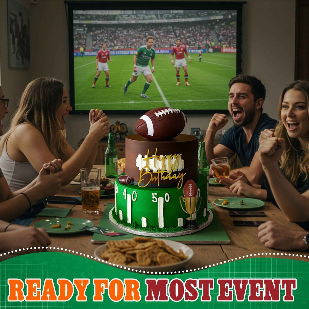 Celebrate in Style: 8-Piece Football Cake Toppers Set with Balls, Trophies, and Birthday Sign for Sports-Themed Parties