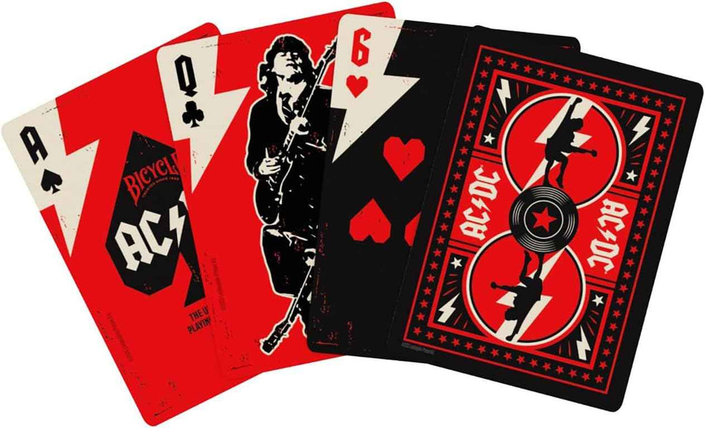 Bicycle ACDC Playing Cards, Features Iconic ACDC Song Titles and Band Designs, Red and Black, 1 Deck